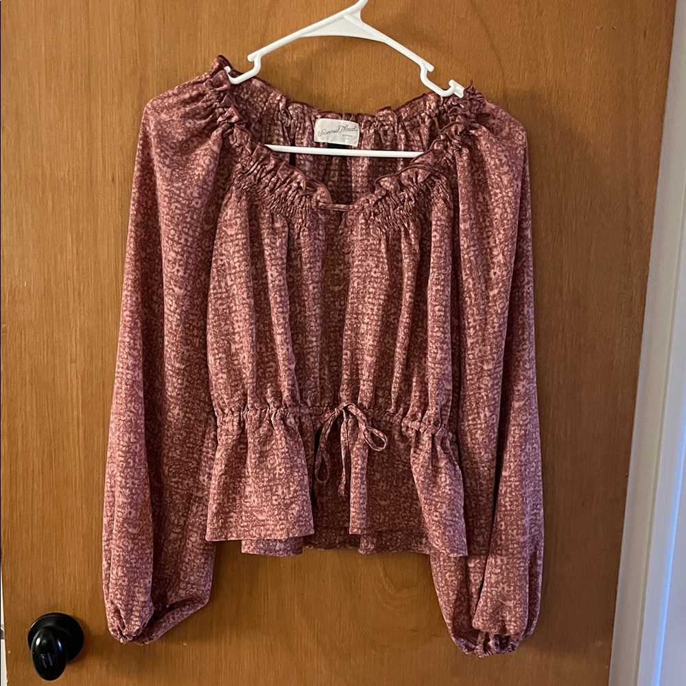 Universal Thread Ruffle-Neck Peplum Blouse